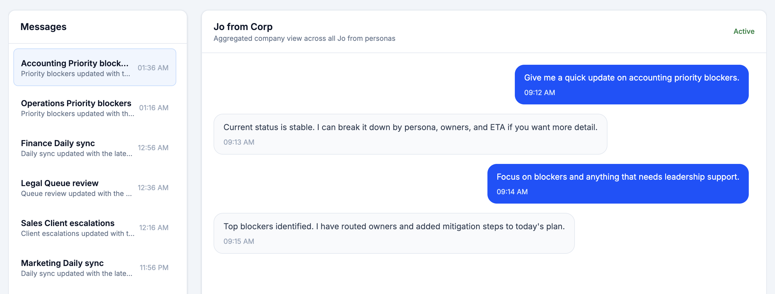 Corporate chat and escalation interface